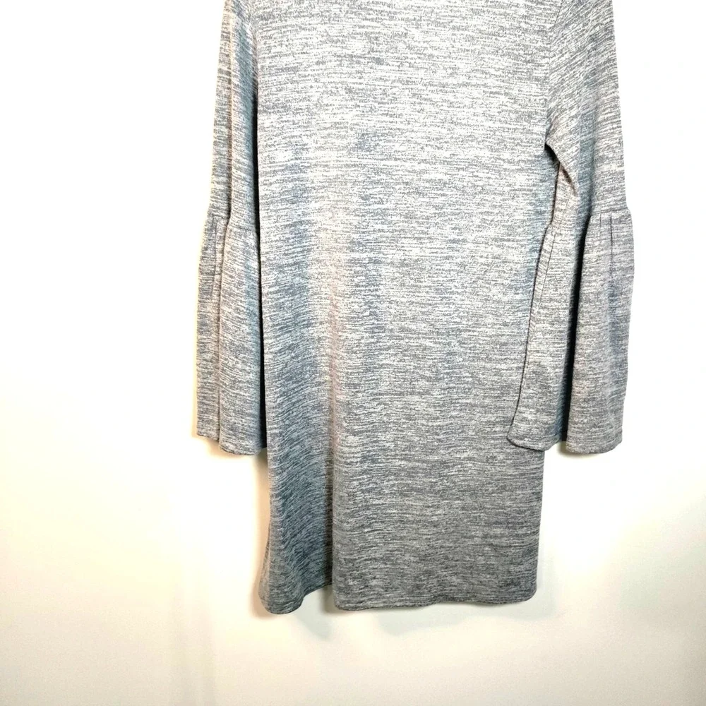 NWT Kensie Gray CHOKER Neck Band‎ Heathered Flare Sleeve Mini Sexy Boho Dress S
